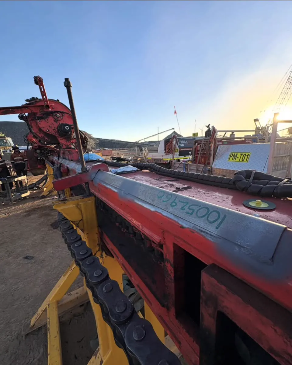 Fresh wear strips welded onto the Leopard feed beam at last light